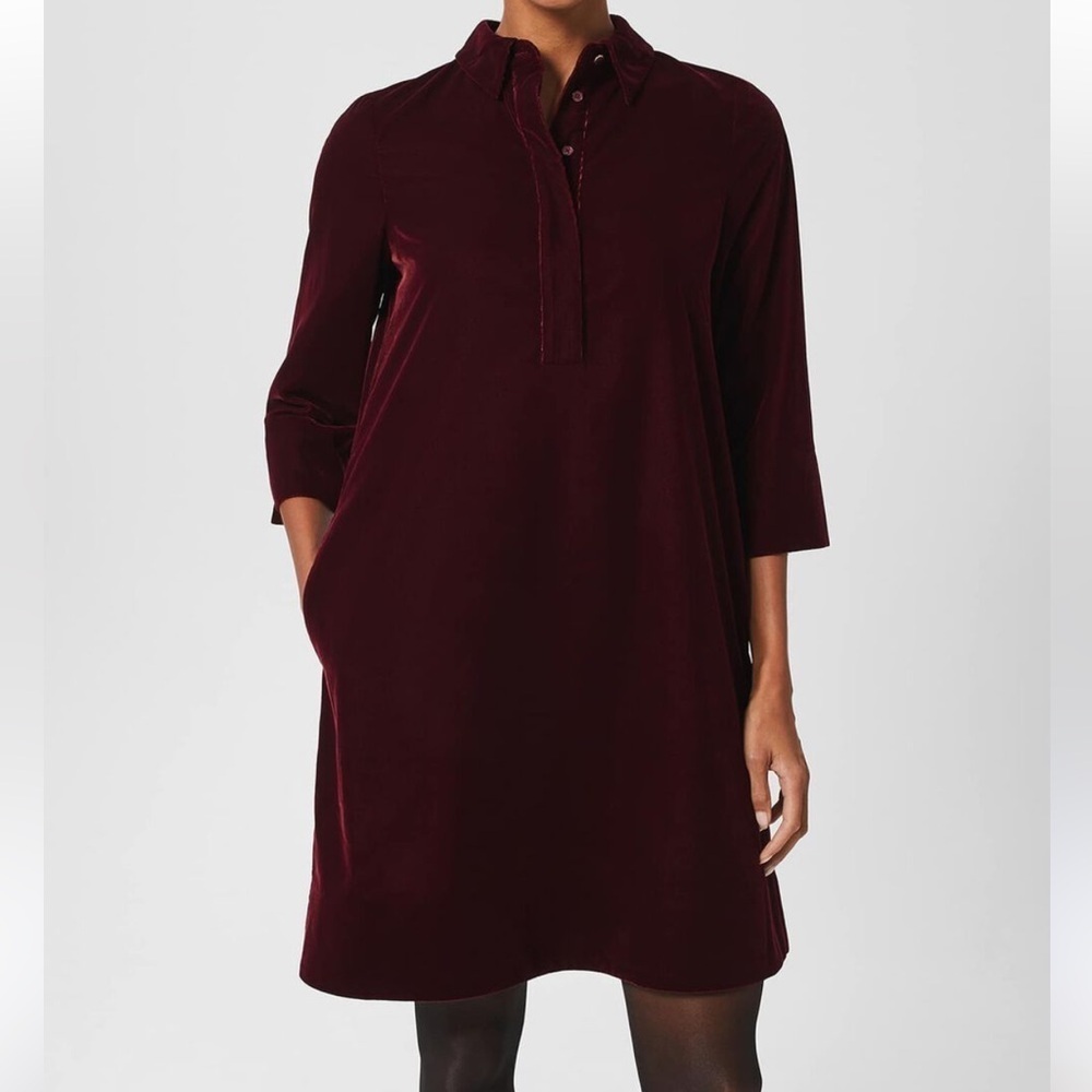 HOBBS London Maroon Velvet Marcialla Dress SIZE 4